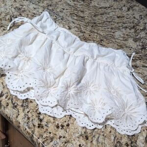 Free People Cream Strapless Eyelet Skirt .